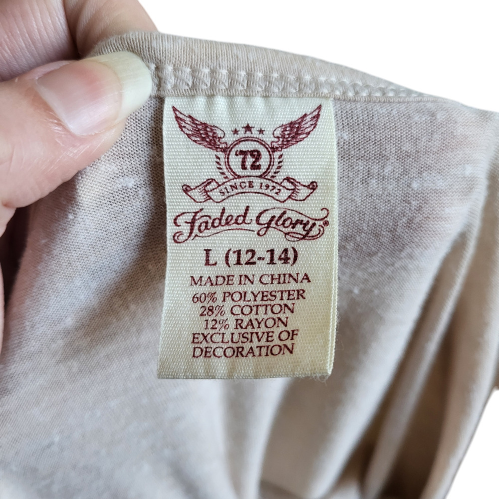 Faded glory beige raglan sleeve top, size large (12-14) - Picture 4 of 7